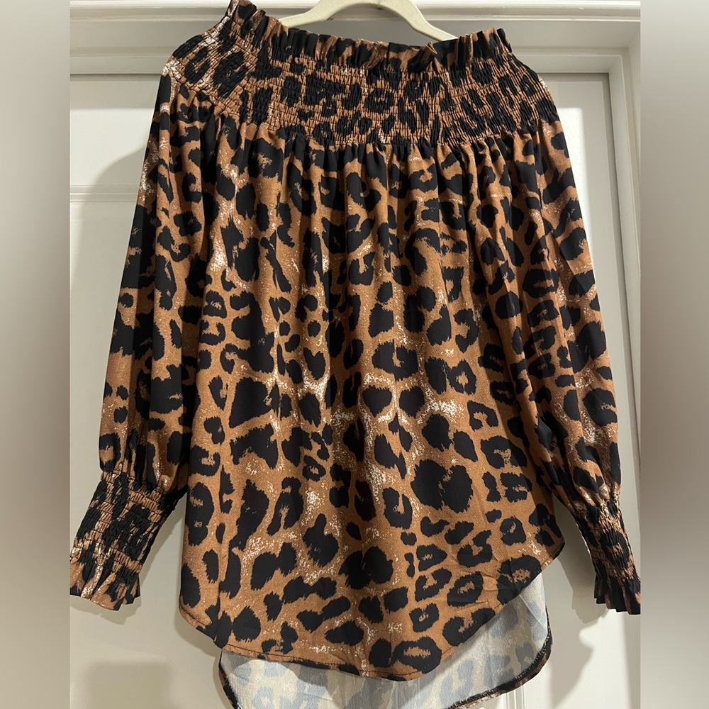 Tiger Print Off the Shoulder Blouse
